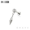 SPIKE CONE DANGLE BEZEL CZ TOP THREADLESS (PUSH IN) IMPLANT GRADE TITANIUM LABRET SET